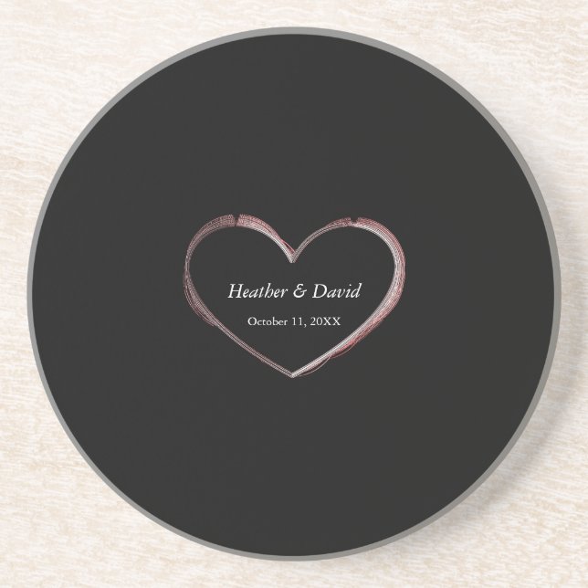 Dessous De Verre En Grès Amour Coeur Attractif Charming Mariage (Devant)