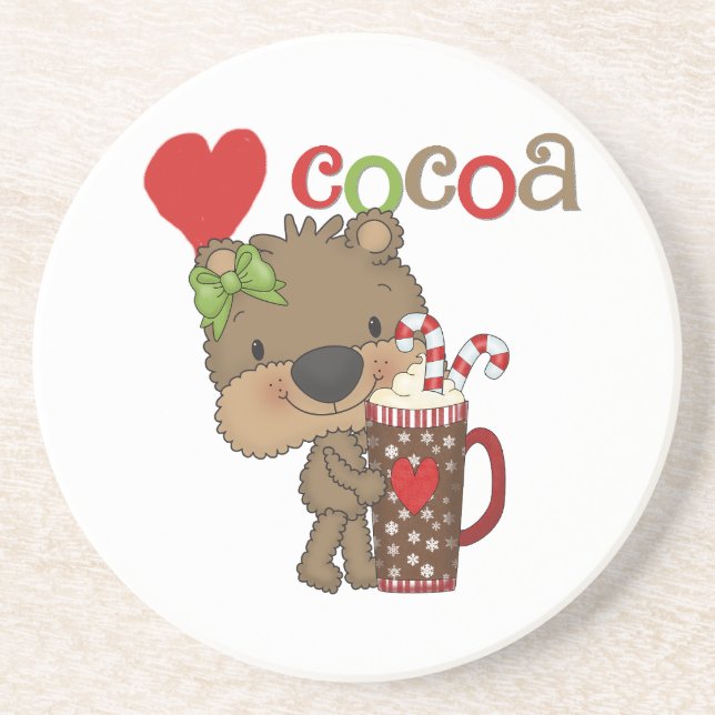 Dessous De Verre En Grès Amour de cacao d'ours de fille (Devant)