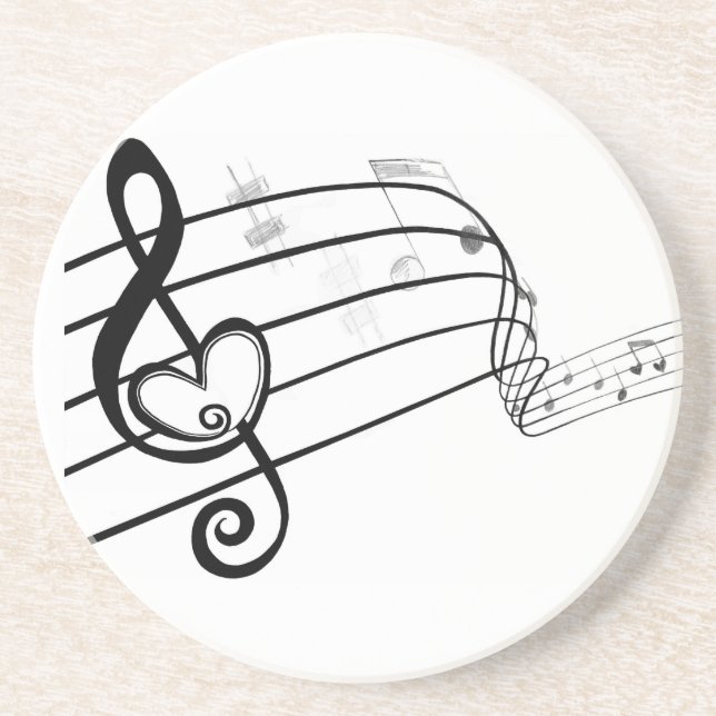 Dessous De Verre En Grès Amour de la musique (Devant)