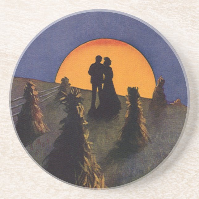 Dessous De Verre En Grès Amour vintage et romance, Harvest Moon Kiss (Devant)