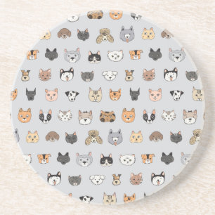 Dessous De Verre En Grès Amusement animal : Chiens de chats Doodle Mix