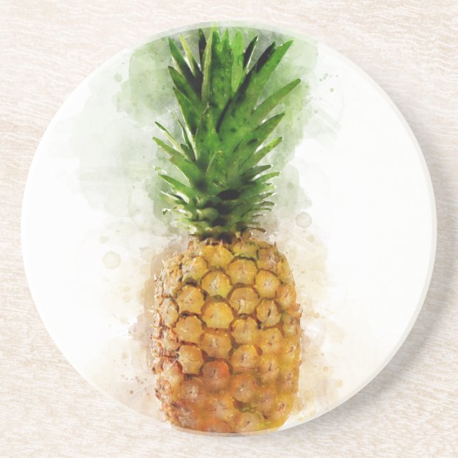 Dessous De Verre En Grès Ananas Aquarelle (Devant)