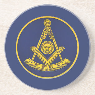 Dessous De Verre En Grès Ancien Maître Freemason Carré et Compass Masonic