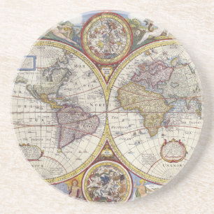 Dessous De Verre En Grès Ancienne carte du monde