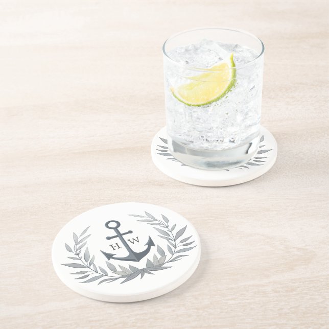 Dessous De Verre En Grès Ancre herald initial (Côté)