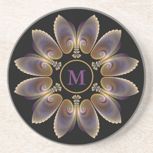 Dessous De Verre En Grès Ange Abstraite ailes Mandala Monogramme fractal