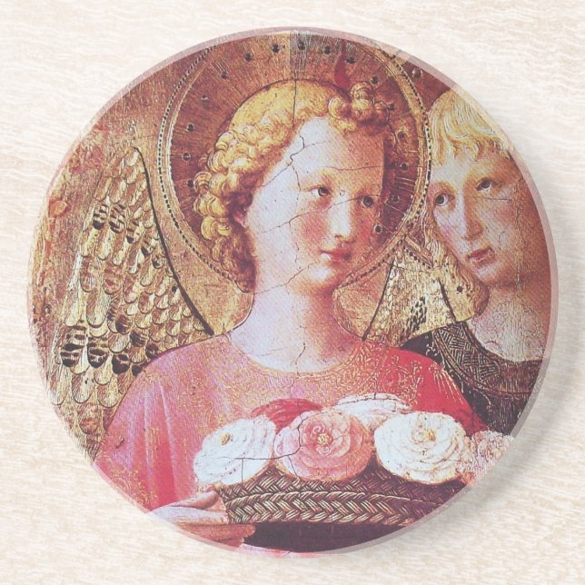 DESSOUS DE VERRE EN GRÈS ANGEL AVEC ROSES (Devant)