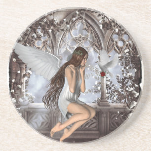 Dessous De Verre En Grès Angel et sa colombe