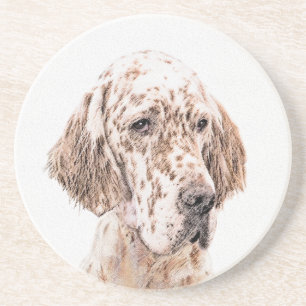 Dessous De Verre En Grès Anglais Setter Orange Belton Peinture Chien Art