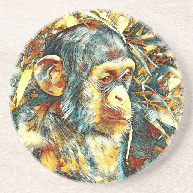 Dessous De Verre En Grès AnimalArt_Chimpanzée_012 (Devant)