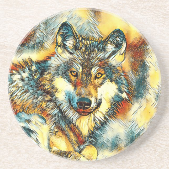 Dessous De Verre En Grès AnimalArt_Wolf_001 (Devant)