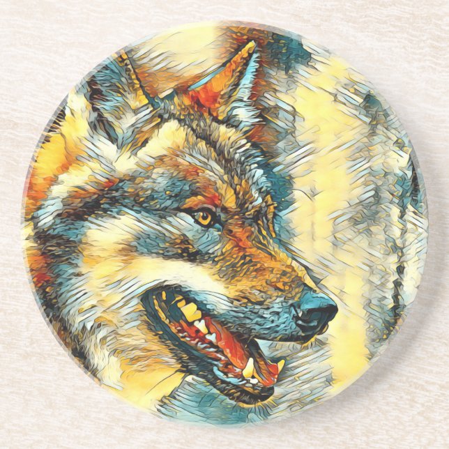 Dessous De Verre En Grès AnimalArt_Wolf_008 (Devant)