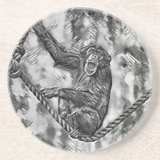 Dessous De Verre En Grès AnimalArtBW_Chimpanzee_004 (Devant)