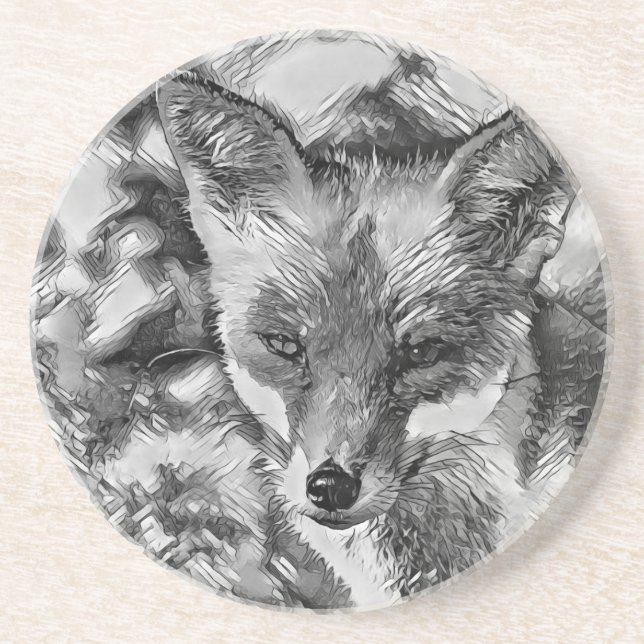 Dessous De Verre En Grès AnimalArtBW_Fox_001 (Devant)