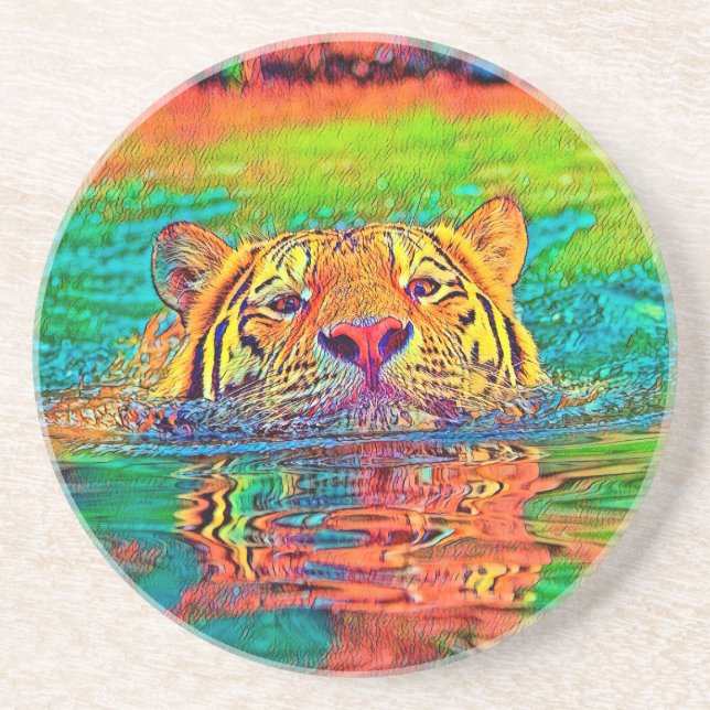 Dessous De Verre En Grès AnimalColor_Tiger_001 (Devant)