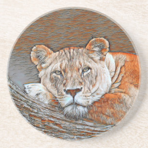 Dessous De Verre En Grès AnimalMix_Lion_022