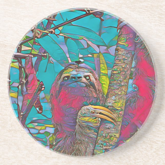 Dessous De Verre En Grès AnimalMix_Sloth_005 (Devant)