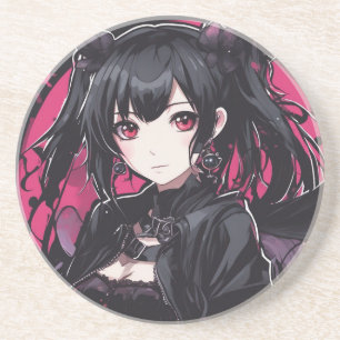 Dessous De Verre En Grès Anime Goth Girl Imaginaire Art