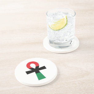 Dessous De Verre En Grès Ankh rouge, noir et vert