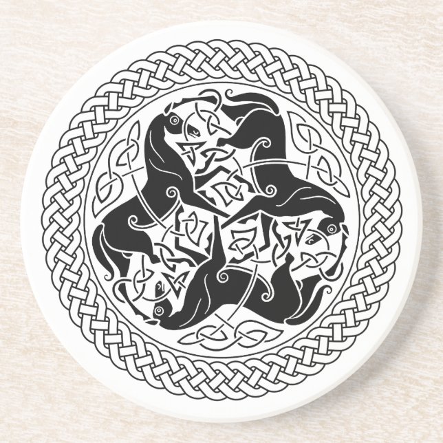Dessous De Verre En Grès Anneau de noeud d'Epona de Celtic avec des chevaux (Devant)