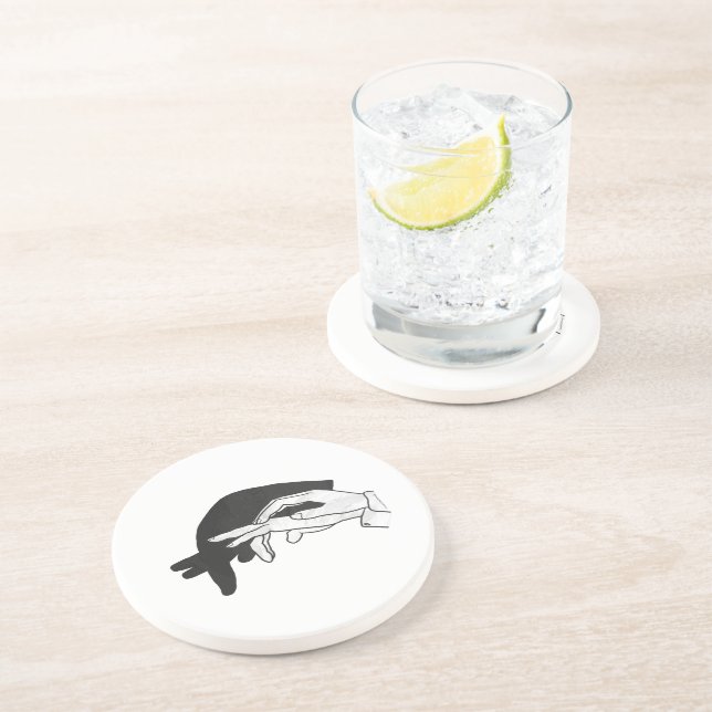 Dessous De Verre En Grès Anteater Silhouette main (Côté)