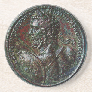 DESSOUS DE VERRE EN GRÈS ANTIQUE ROMAIN BRONZE MEDALLION SEPTIMUS SÉVERS
