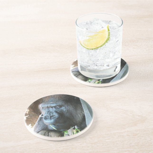 Dessous De Verre En Grès Ape hood ~ Japonais Gorilla Manger (Côté)