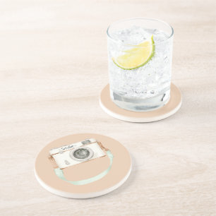 Dessous De Verre En Grès Appareil photo Crème de Menthe
