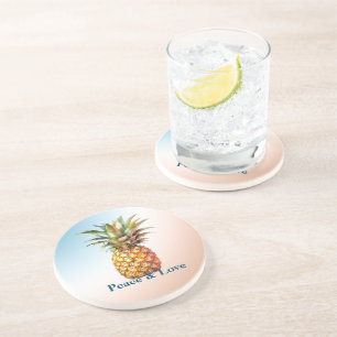 Dessous De Verre En Grès Aqua Cream Joyeux ananas tropical