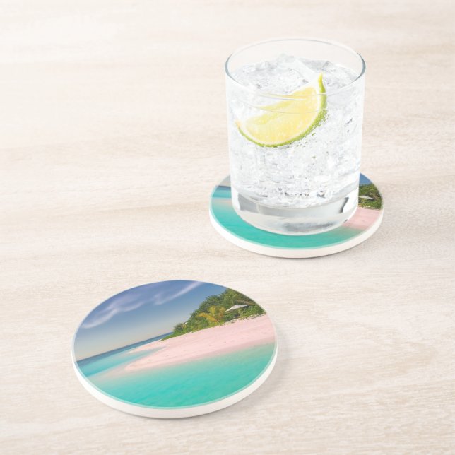 Dessous De Verre En Grès Aquamarine Ocean Tropical Beach Scenic (Côté)