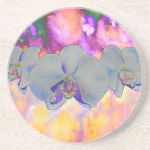 Dessous De Verre En Grès Aquarelle Abstraite orchidées tropicales