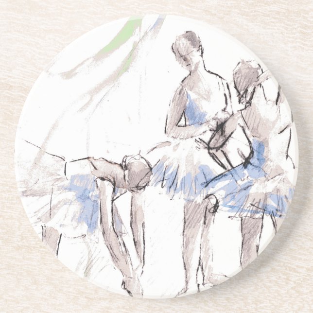 Dessous De Verre En Grès Aquarelle Ballet Danse Ballerina (Devant)