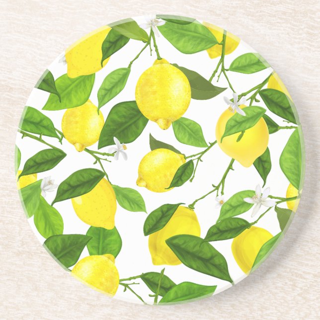 Dessous De Verre En Grès Aquarelle Citron (Devant)