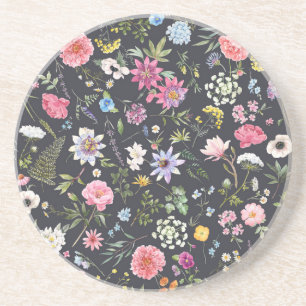 Dessous De Verre En Grès Aquarelle Florale : Motif d'été doux.