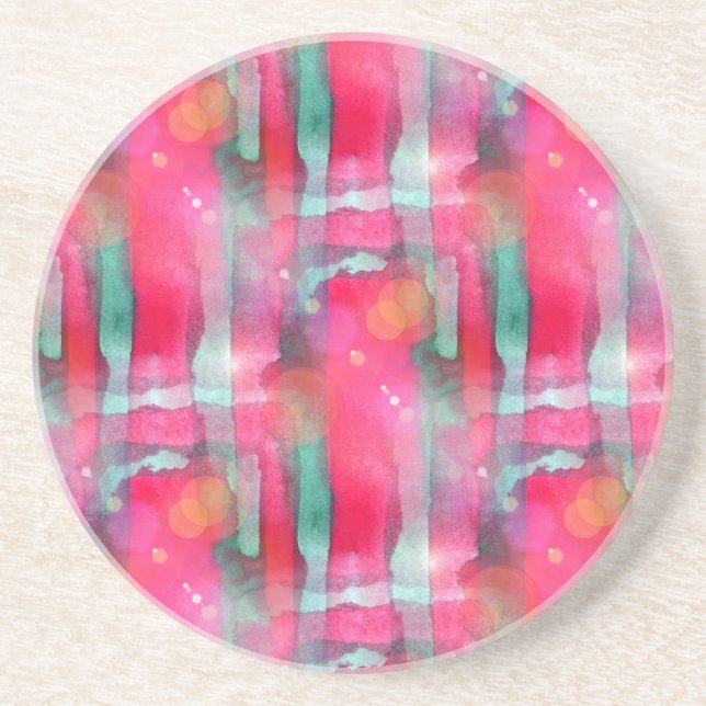 Dessous De Verre En Grès Aquarelle peinte par résumé d'éclat de Sun (Devant)