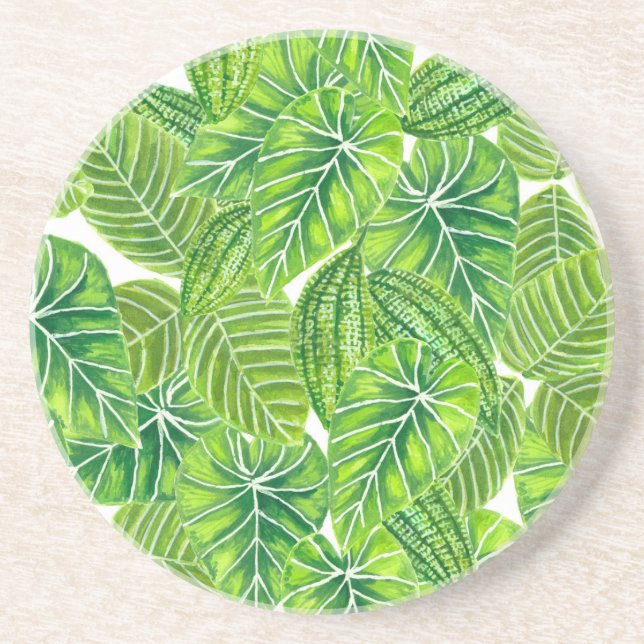 Dessous De Verre En Grès Aquarelle tropicale feuille design motif (Devant)