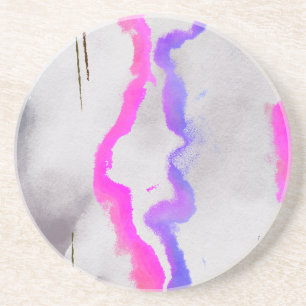 Dessous De Verre En Grès Aquarelle violet et rose Abstrait