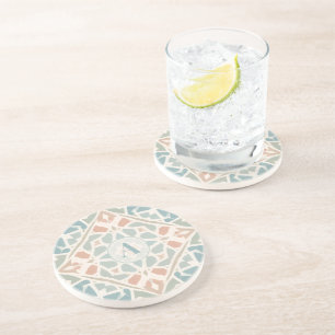 Dessous De Verre En Grès Arabesque Terreuse   Lettre Personnalisée en Mosaï