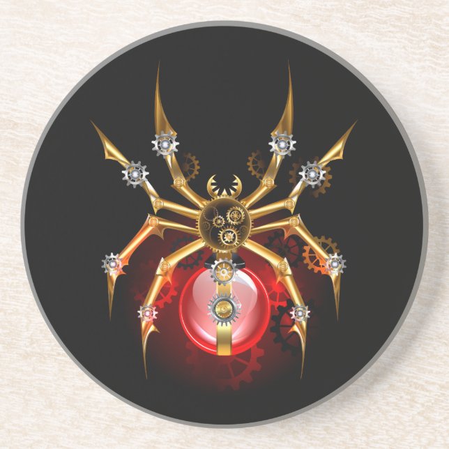 Dessous De Verre En Grès Araignée Steampunk sur fond noir (Devant)