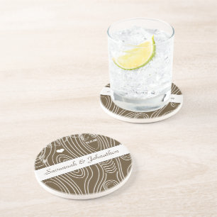 Dessous De Verre En Grès Arbre à grains de bois Enregistrer le Dessous de v
