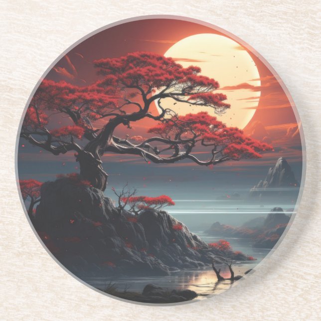 Dessous De Verre En Grès Arbre bonsaï (Devant)