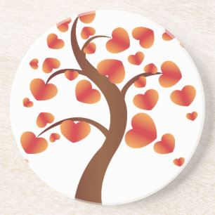 Dessous De Verre En Grès Arbre de coeur rouge