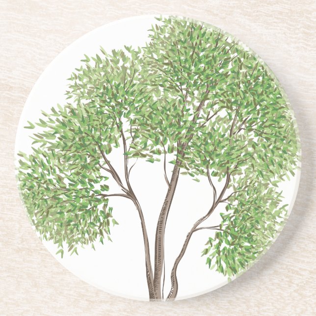 Dessous De Verre En Grès Arbre de Cottonwood (Devant)