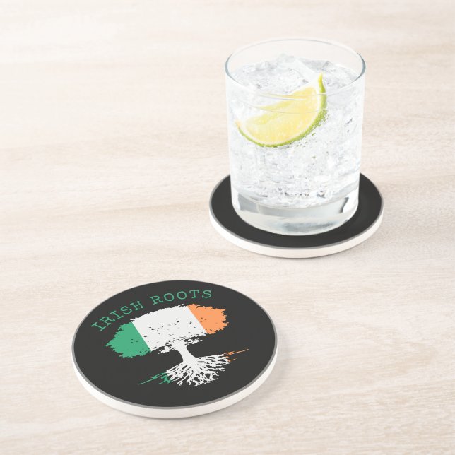 Dessous De Verre En Grès Arbre de la famille des racines irlandaises (Côté)
