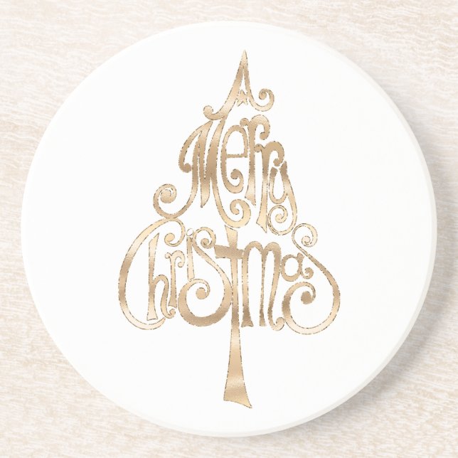 Dessous De Verre En Grès Arbre de Noël Gold (Devant)
