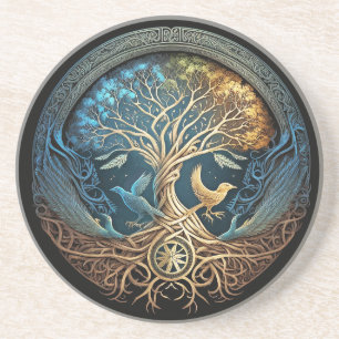 Dessous De Verre En Grès Arbre de vie Yggdrasil
