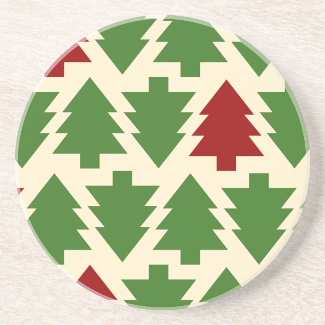 Dessous De Verre En Grès Arbres de Noël Motif de vacances (Devant)
