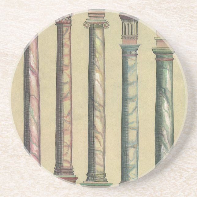 Dessous De Verre En Grès Architecture Vintage, les 5 Ordres Architecturaux (Devant)