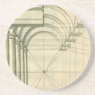 Dessous De Verre En Grès Architecture vintage, perspective avec arches et c