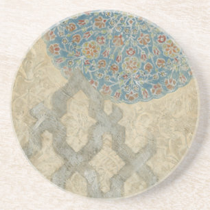 Dessous De Verre En Grès Arrangement floral argenté décoratif de tapisserie